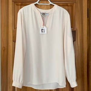 Anne Klein ivory chiffon blouse